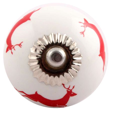 Red Running  Rein Deer Pattern Ceramic Cabinet Knob Online